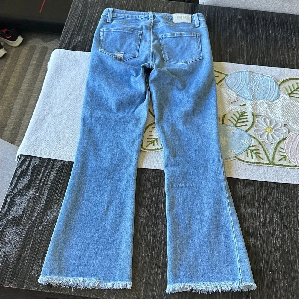 PAIGE Colette Anthropologie Blue Mid-Rise Raw Hem Denim Capri Jeans, Size 28